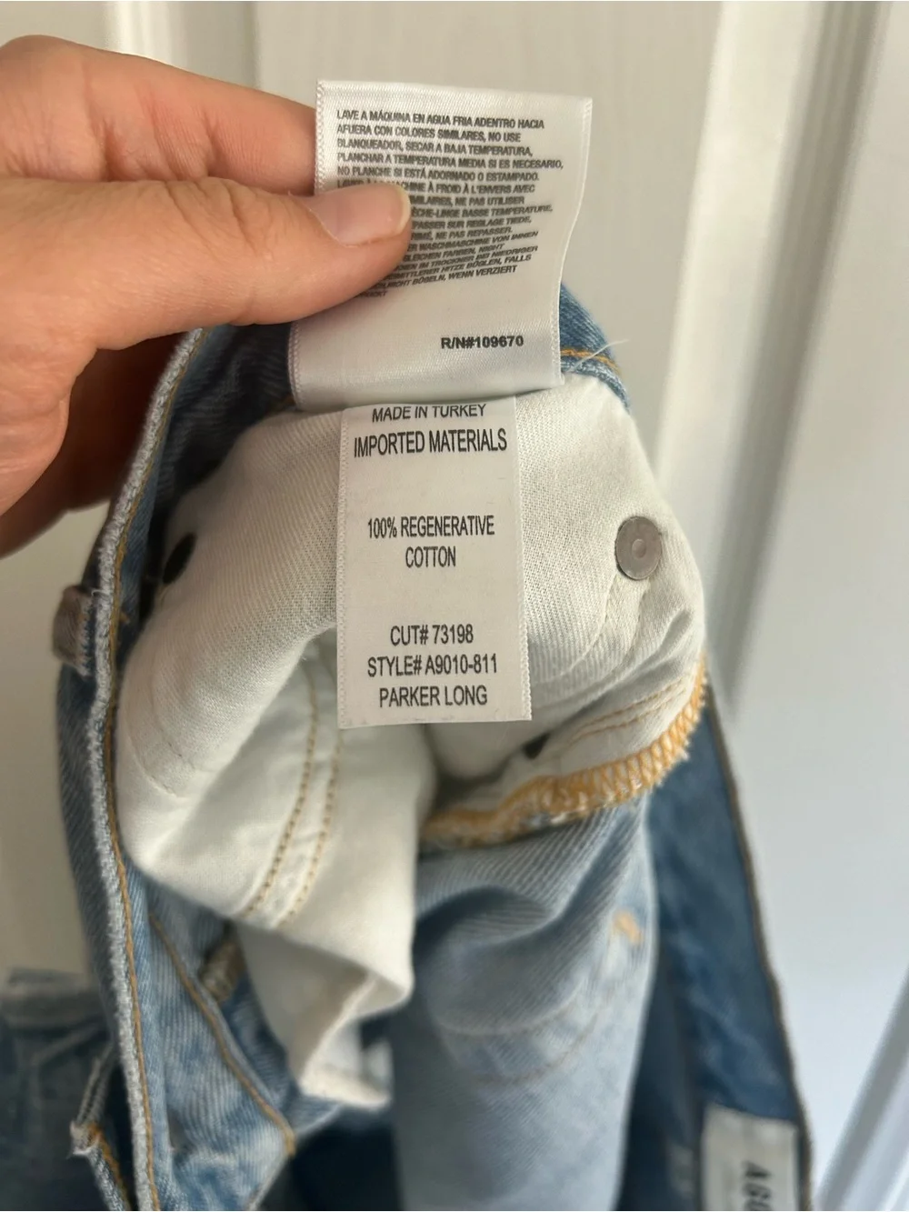 AGOLDE Parker Long Light Blue Distressed Denim Shorts Size 32